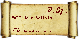 Pádár Szilvia névjegykártya