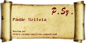 Pádár Szilvia névjegykártya